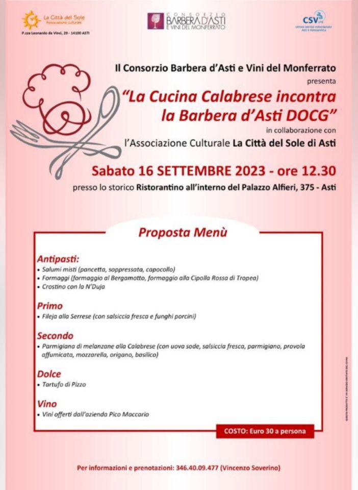 La locandina del pranzo in programma sabato