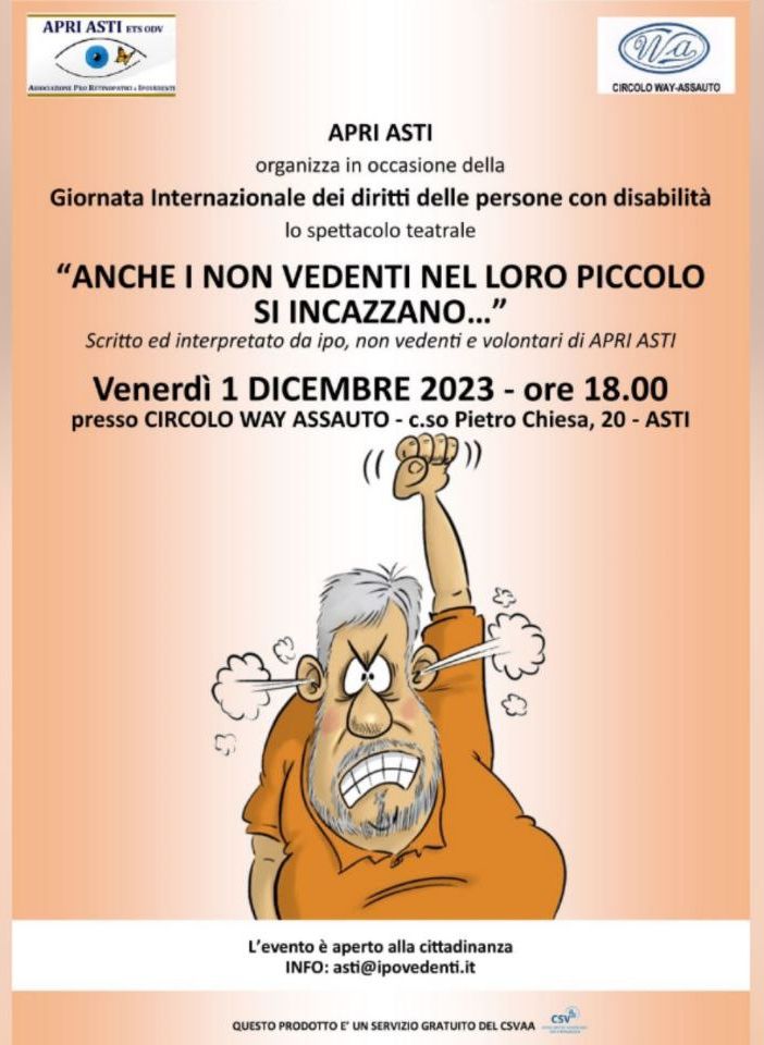 La locandina dello spettacolo in programma il primo dicembre