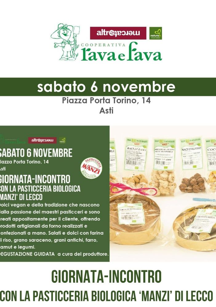 Al NaturaSì di Asti, sabato 6 novembre ospite la bio pasticceria Manzi di Lecco