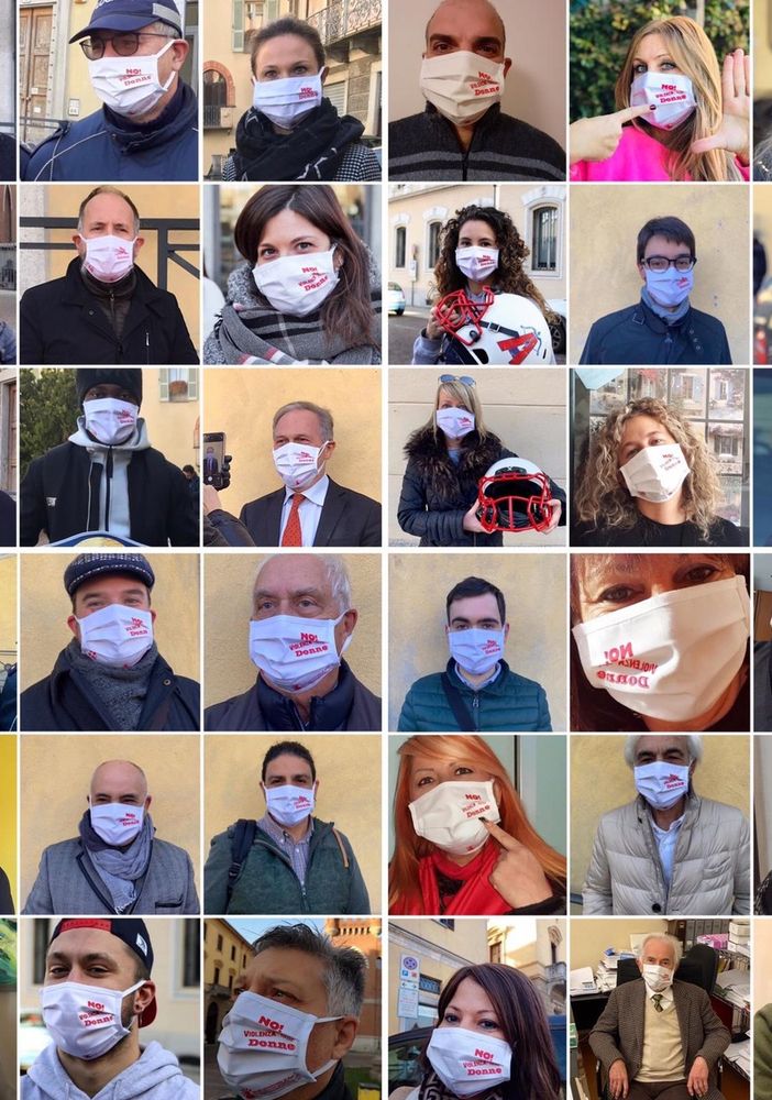 Prosegue la distribuzione di mascherine con slogan contro la violenza sulle donne