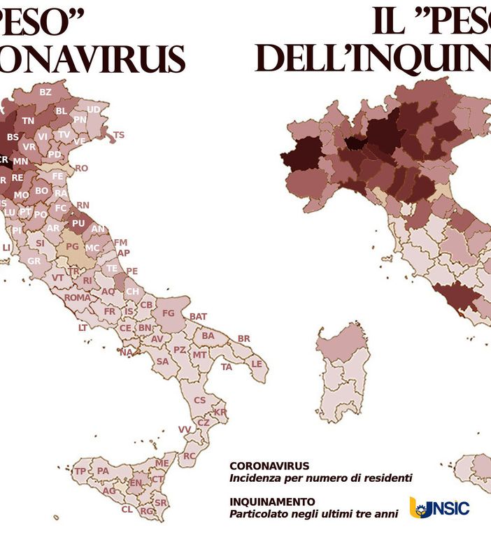 Inquinamento e Covid-19, potrebbe esserci un collegamento? Un'indagine dell'UNSIC, sindacato imprenditori e coltivatori, ne discute a livello nazionale