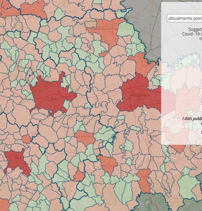 Mappa interattiva Covid in Piemonte