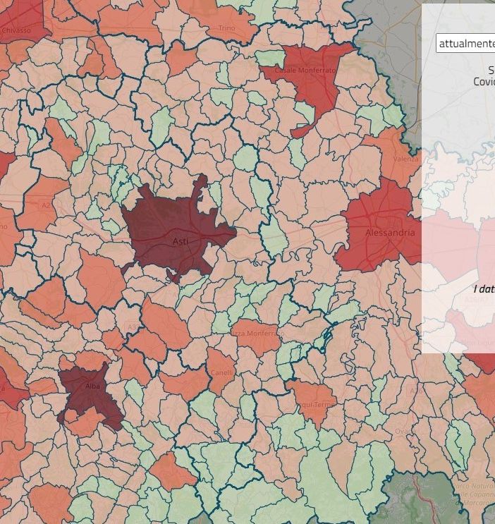 Mappa contagi covid in Piemonte