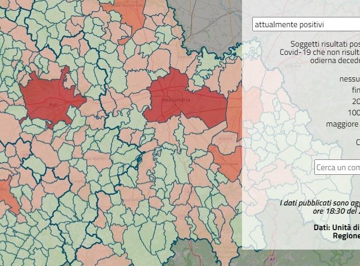 Mappa interattiva regione Piemonte contagi da Covid