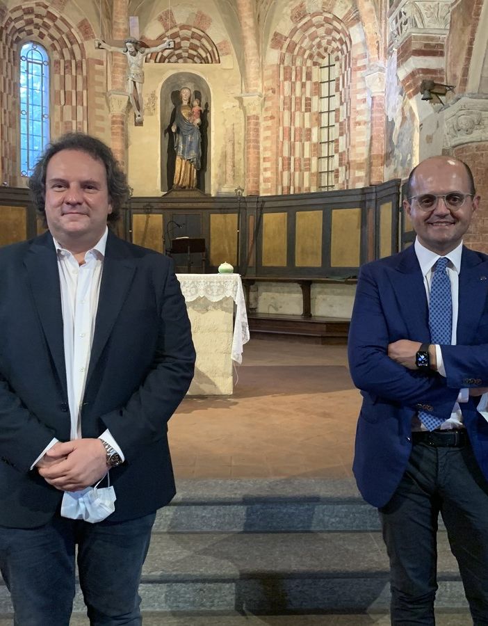 Simone Solaro (a sinistra) con Paolo Porrino, presidente del Gruppo interregionale Piemonte Valle d’Aosta UCID