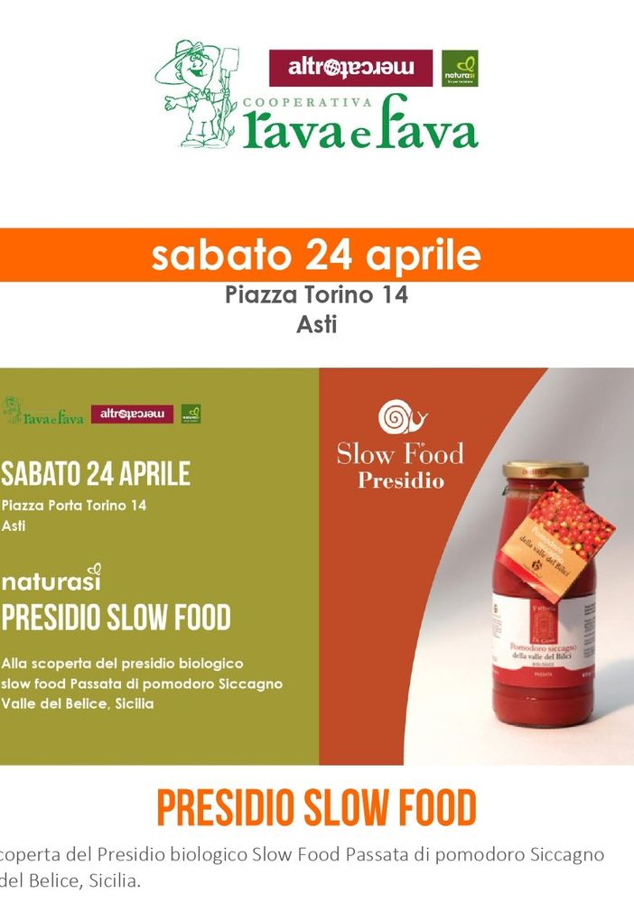 Al NaturaSì di piazza Porta Torino di Asti, nuovo appuntamento con i presidi biologici slow food