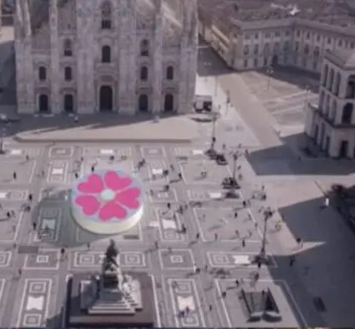 Fotomontaggio padiglione primula di Boeri in piazza del Duomo