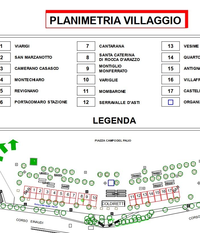 La planimetria con la dislocazione delle Pro loco