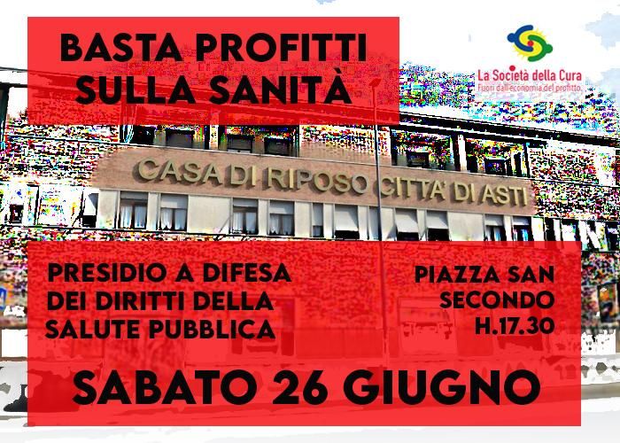 La locandina del presidio in programma sabato pomeriggio
