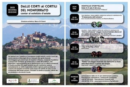 A Montiglio 'Dalle corti ai cortili del Monferrato': arte, musica e teatro nei cortili