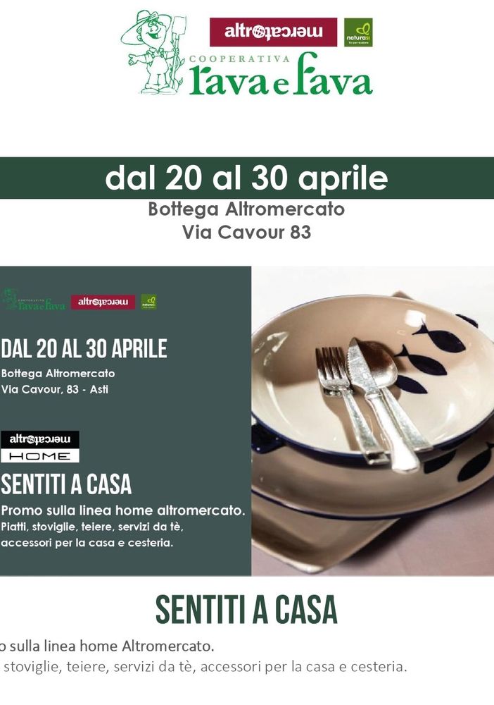 'Sentiti a casa', la nuova iniziativa della Bottega Rava e Fava con la linea Home di Altromercato