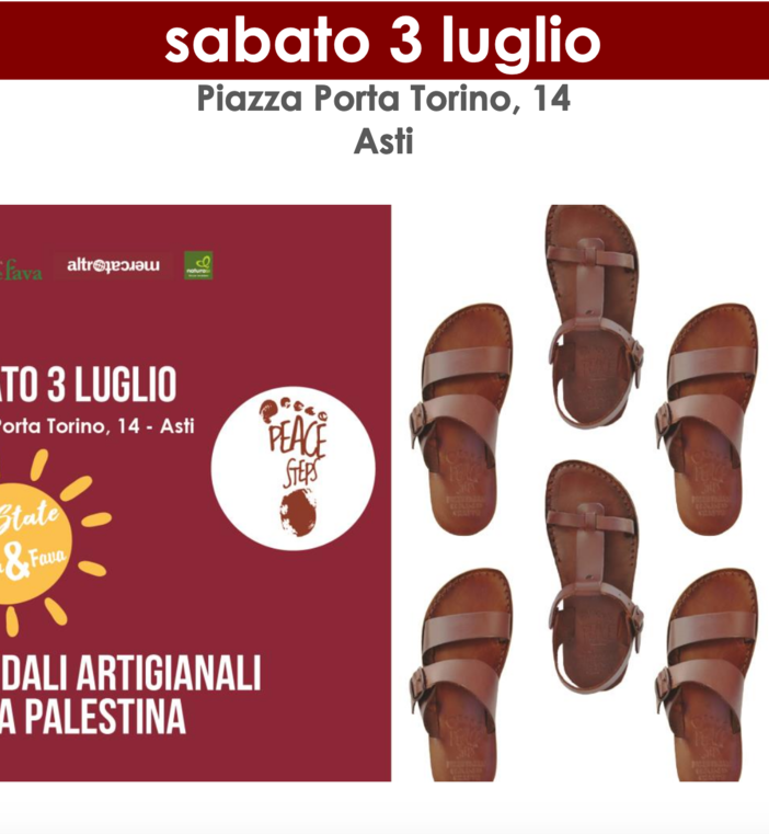 Sabato al NaturaSì di Asti i sandali palestinesi in cuoio