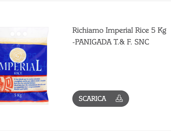 Riso ritirato dai supermercati per rischio chimico. Unes richiama dagli scaffali dei suoi supermercati riso Imperial