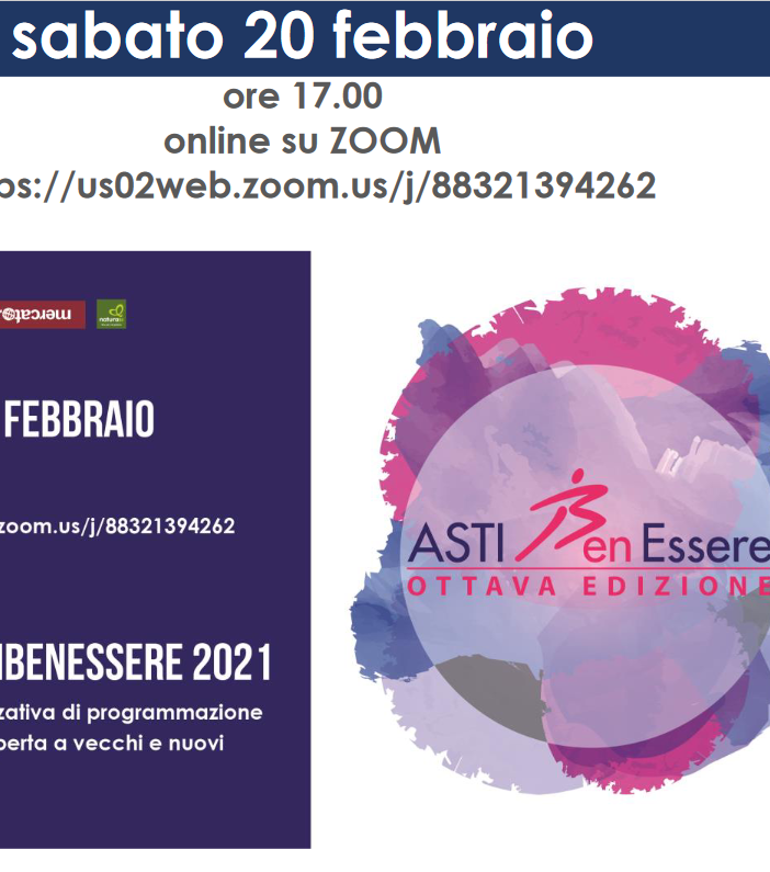 Continua la preparazione verso AstiBenessere che si terrà online e in presenza nella settimana dal 7 all'11 giugno