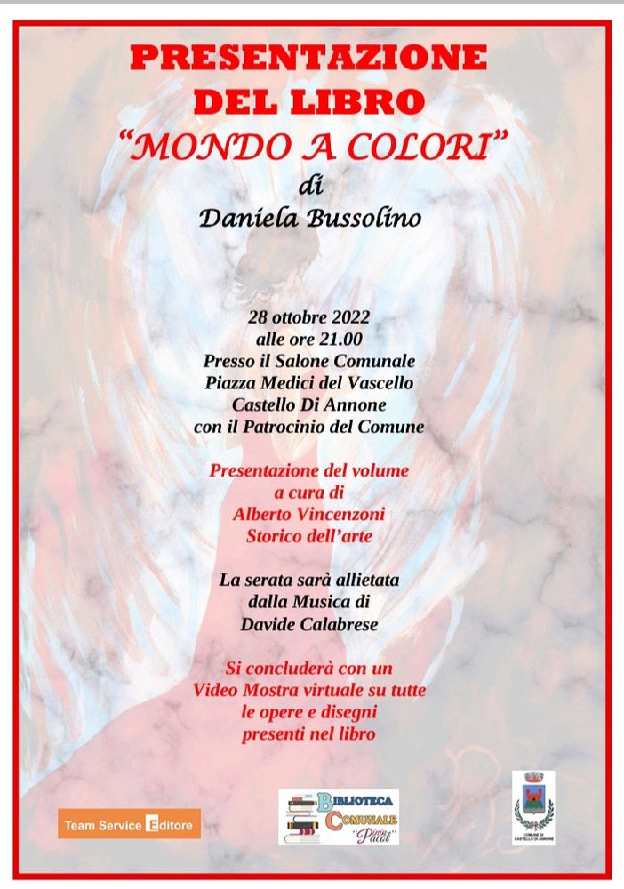 Domani sera a Castello di Annone si presenterà il libro &quot;Mondo a colori&quot;, di Daniela Bussolino