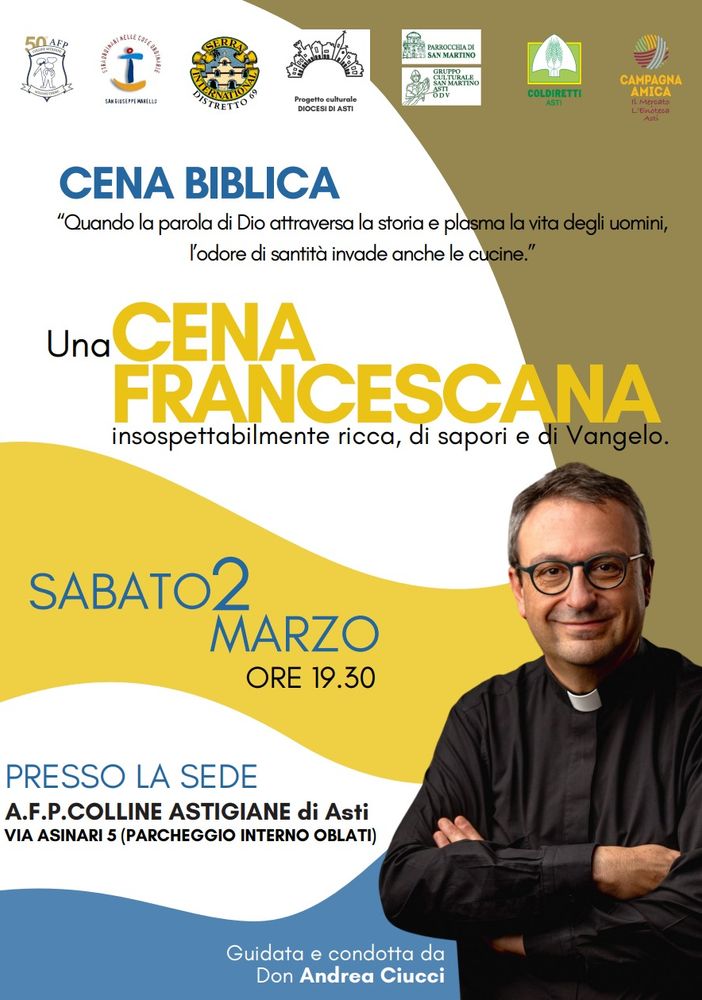 Ad Asti una cena francescana ricca di sapori e vangelo