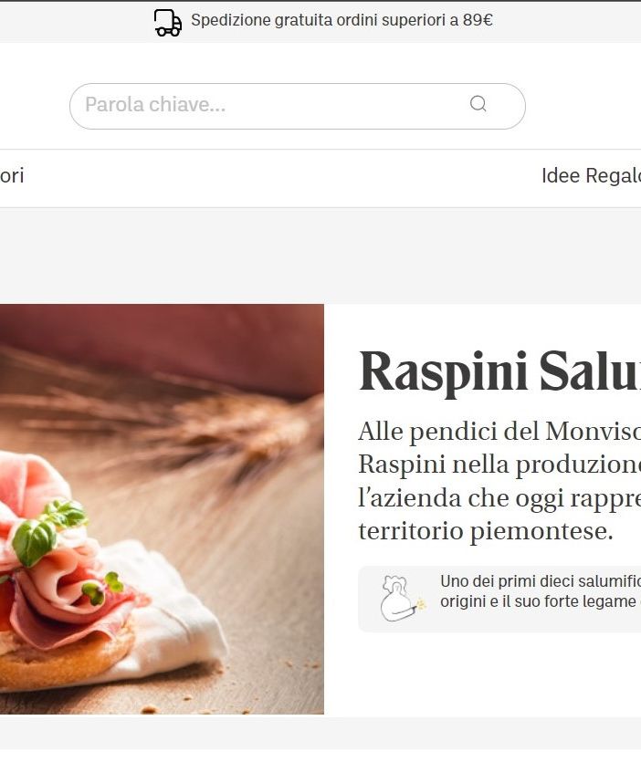 La pagina dedicata a Raspini sul sito shopiemonte