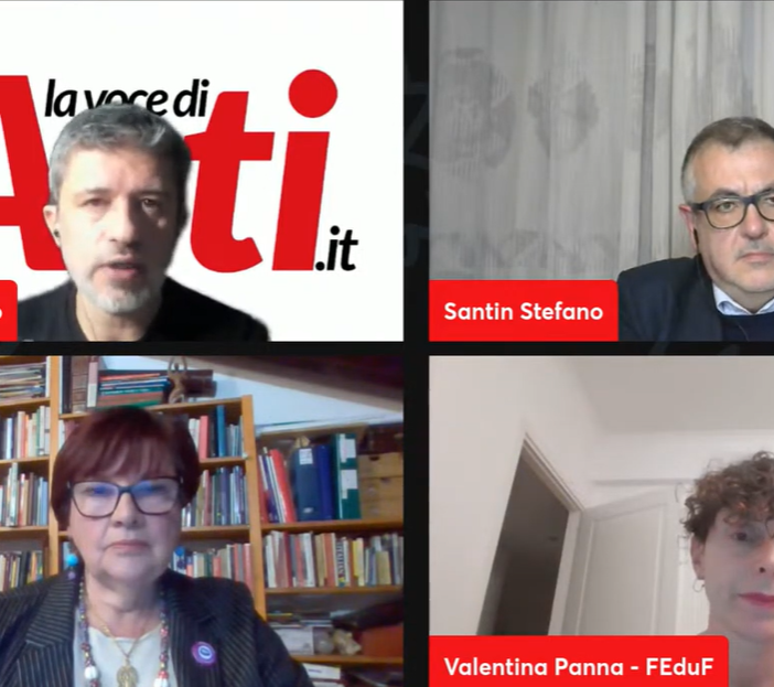 Un fermo immagine tratto dalla diretta sulla violenza economica di genere