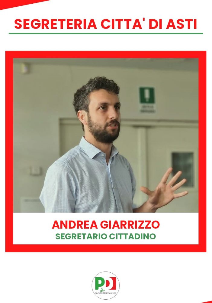 Il Segretario del PD di Asti, Andrea Giarrizzo