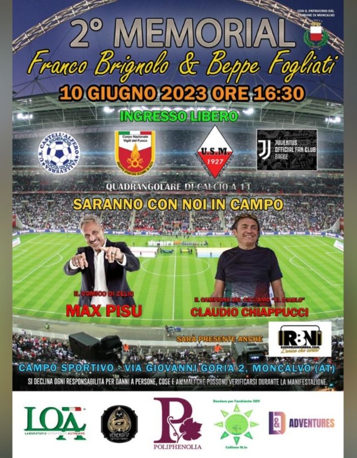 Domani a Moncalvo il secondo memorial &quot;Franco Brignolo e Beppe Fogliati&quot;