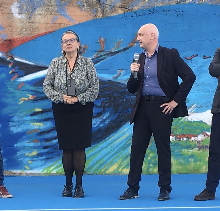 L'inaugurazione del murale di Matteo Michele Bisaccia a Chiusano