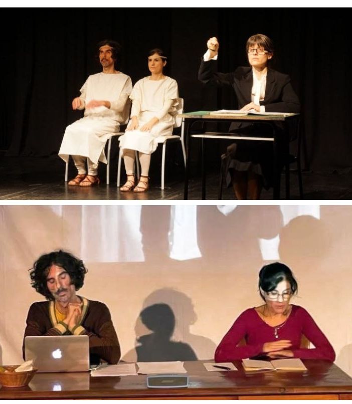 Collage di immagini di scena degli spettacoli de &quot;I Sacchi di Sabbia&quot;
