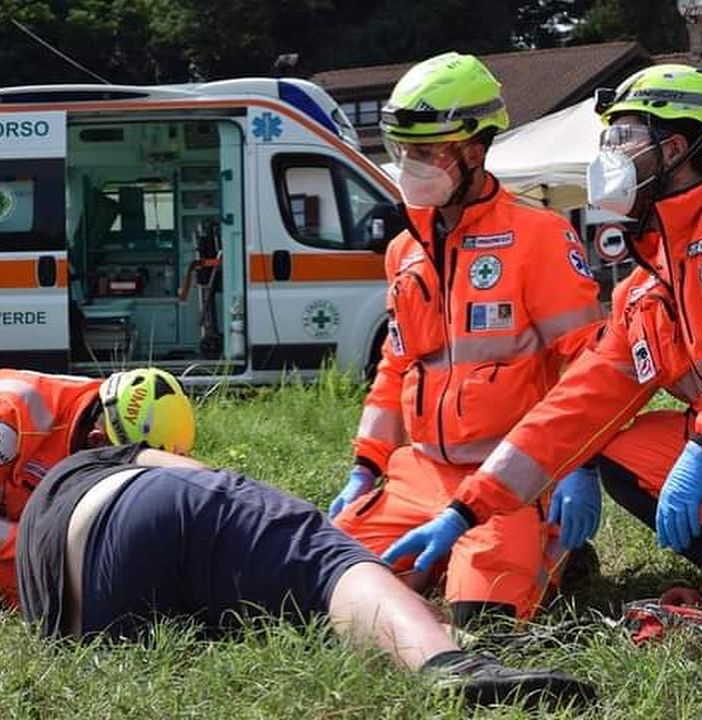 Una simulazione di emergenza della Croce Verde Asti