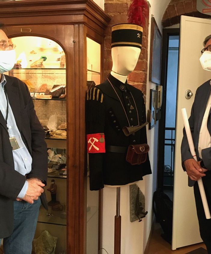 Mario Sacco con Massimo Tomalino durante la visita al Magmax