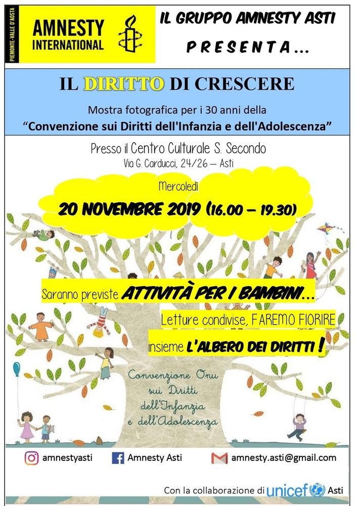 Giornata Mondiale dei diritti dell’infanzia: Amnesty e la mostra “Il diritto di crescere”
