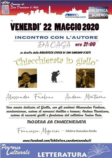 La Biblioteca di San Damiano organizza l'incontro online &quot;Chiacchierata in giallo&quot;