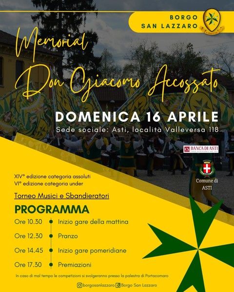 Domenica torna il Memorial Don Giacomo Accossato con il Borgo San Lazzaro