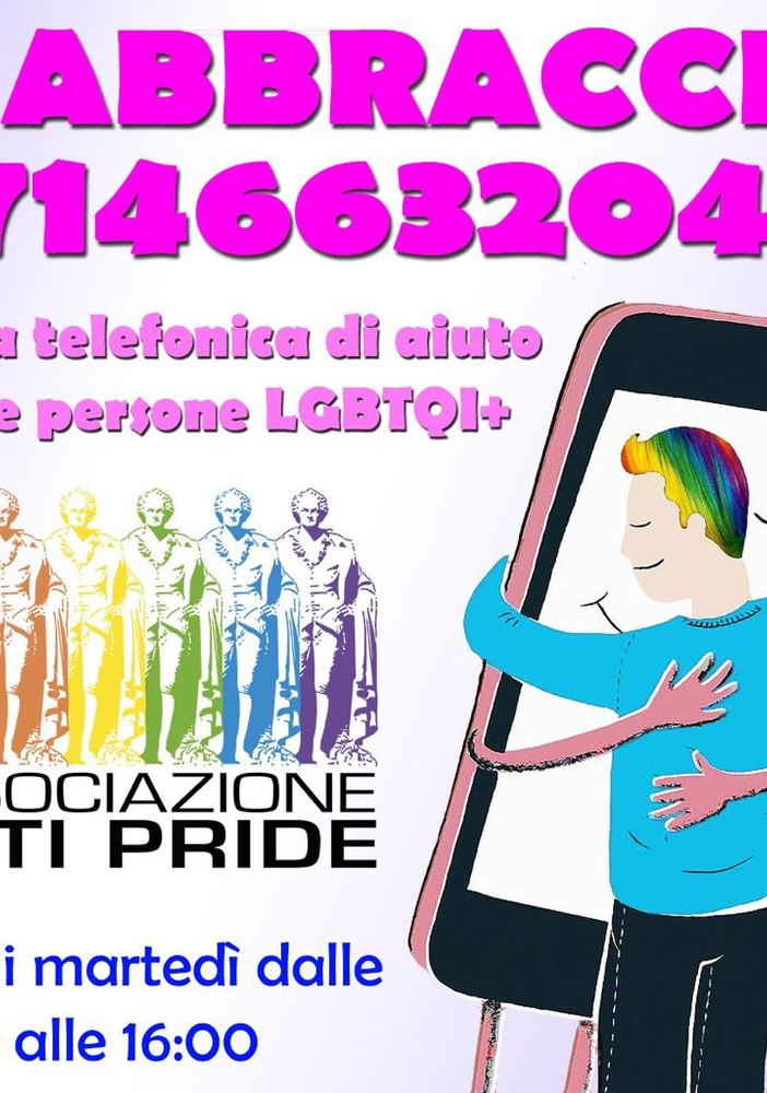 Continua l'attività della linea telefonica &quot;L'Abbraccio&quot;, per supportare le persone LGBTQI+
