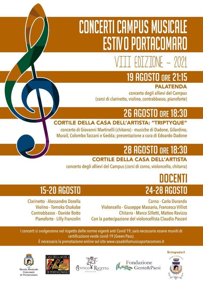 Il Campus musicale estivo di Portacomaro, all'ottava edizione, raddoppia