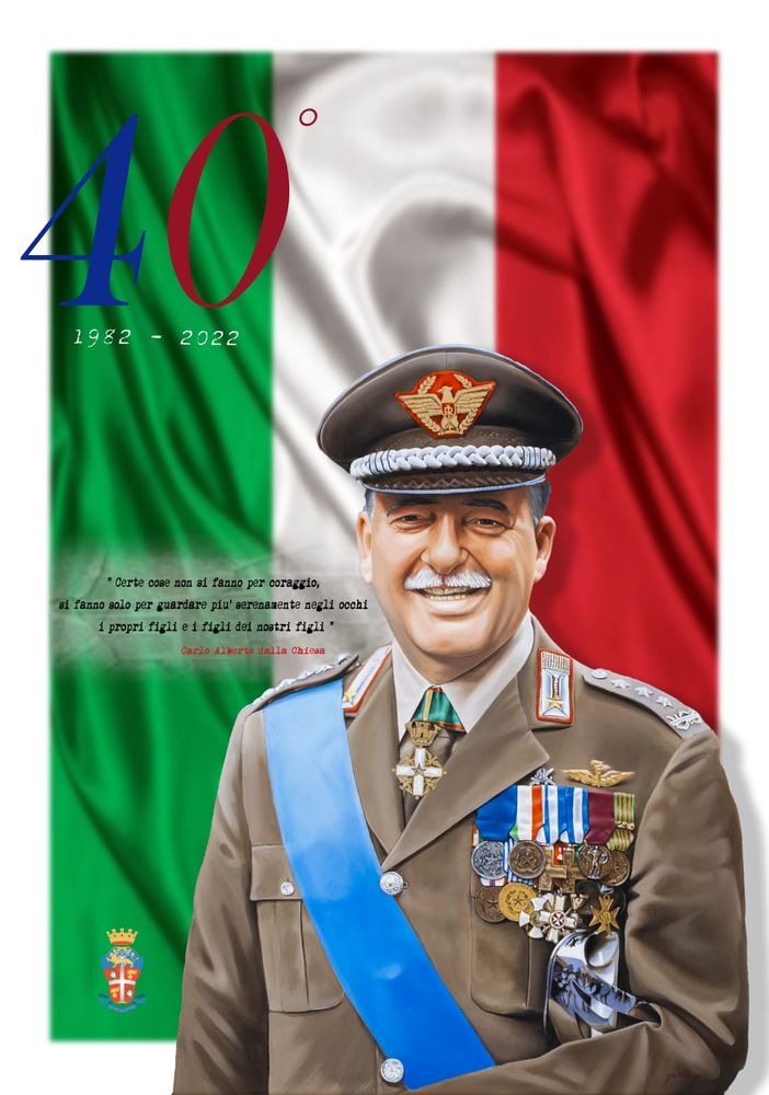 La locandina in memoria del generale Dalla Chiesa