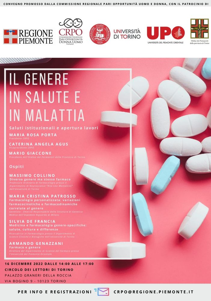 &quot;Il genere in salute e in malattia&quot;, proseguono i convegni sulla medicina di genere promossi dalla Commissione Regionale Pari Opportunità