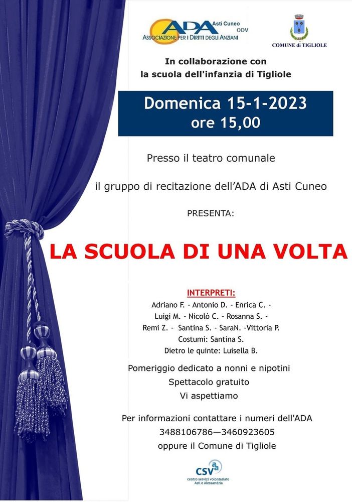 La locandina dello spettacolo di domenica