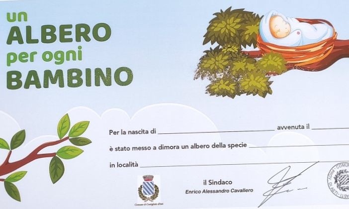 Un albero per ogni nuovo nato: a Costigliole d'Asti lunedì sarà piantato un albero di fronte ai nuovi parcheggi in viale Marconi