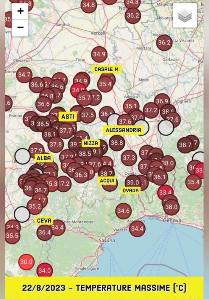 Nell'Astigiano oggi sfiorati i 40°: picco atteso tra domani e dopodomani