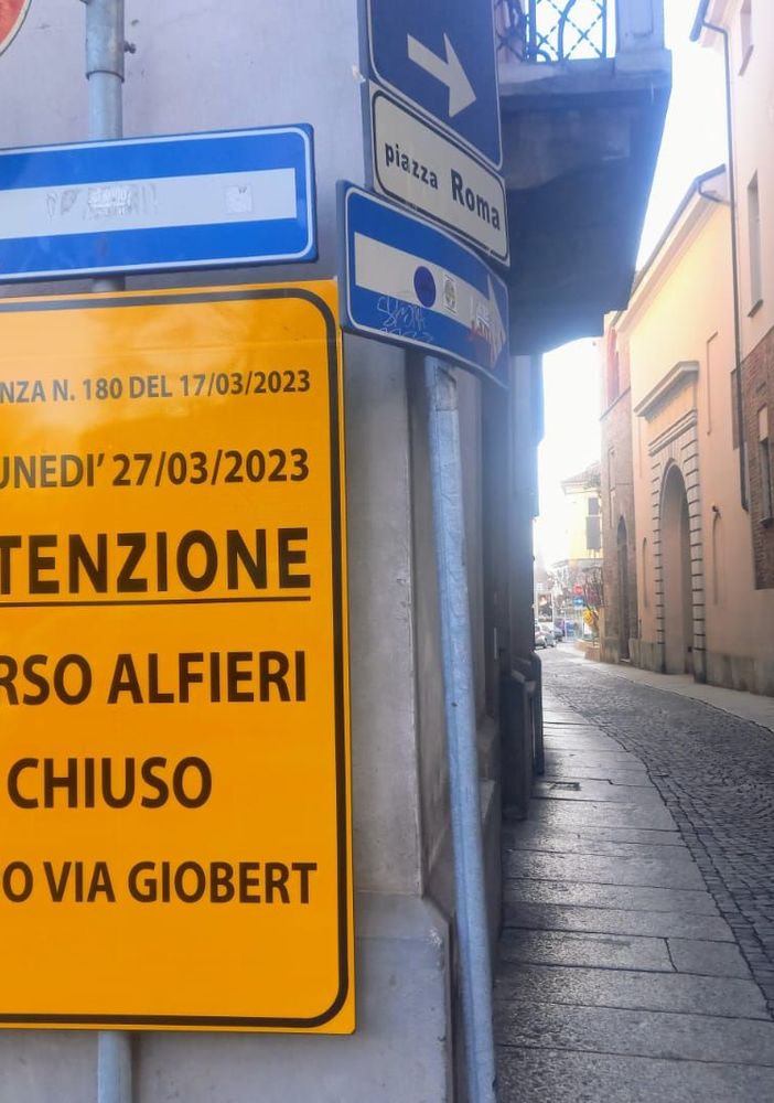 Viabilità: da lunedì 27 marzo chiuso al traffico il tratto di corso Alfieri tra via Giobert e via Roero
