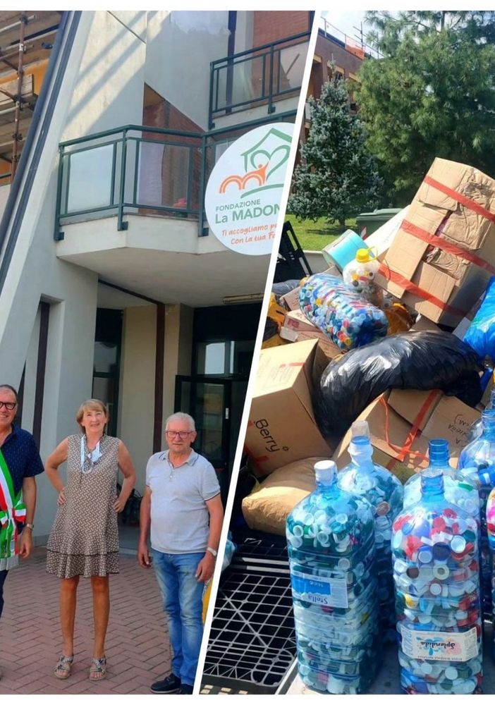 Un camion di tappi da Costigliole alla Casa di accoglienza &quot;La Madonnina&quot; di Candiolo