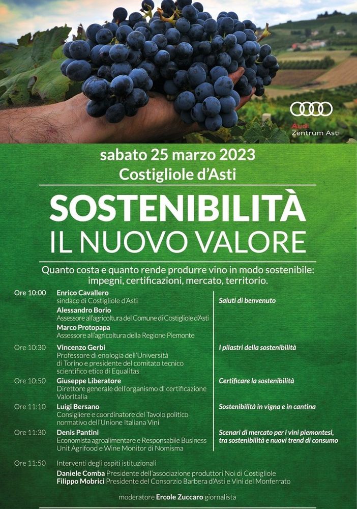 Come (e perché) produrre vini sostenibili, un convegno a Costigliole d’Asti il 25 marzo