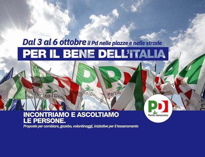Dal 3 al 6 ottobre il Partito Democratico incontra i cittadini &quot;Per il bene dell'Italia&quot;