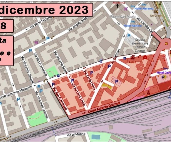 La mappa della zona del divieto