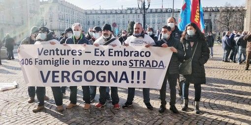 Manifestazione dei lavoratori ex Embraco