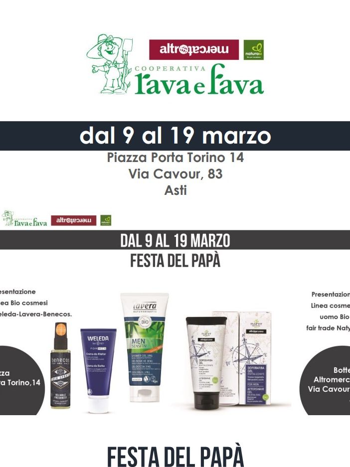 Festa del papà speciale da Rava e Fava con due linee cosmesi bio e sostenibili