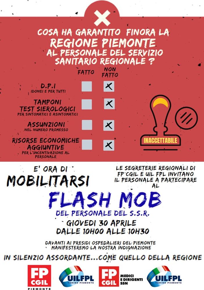 Coronavirus, anche ad Asti stamattina flash mob di medici e infermieri