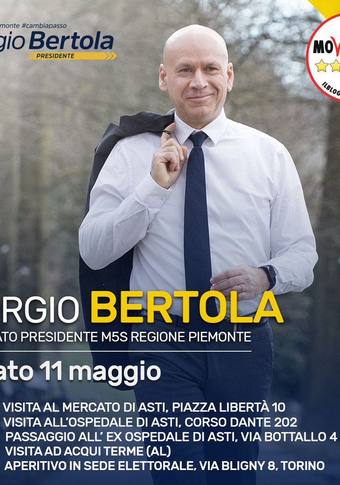L'agenda elettorale del candidato presidente M5S Giorgio Bertola