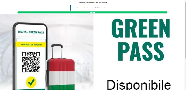 Una pagina civetta che sfrutta il green pass