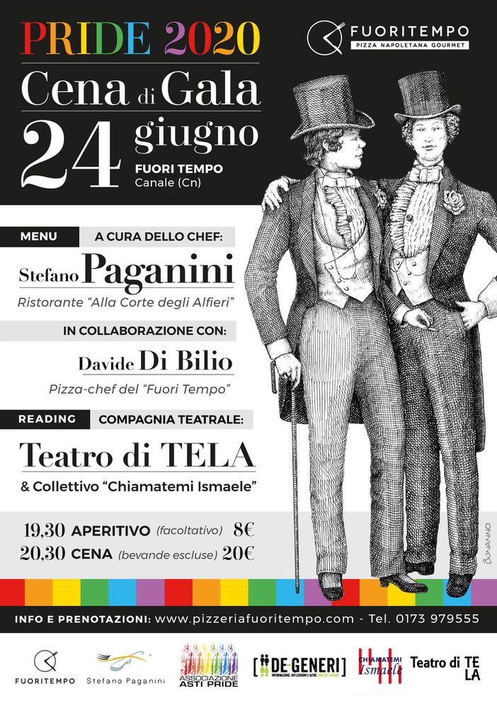 Cena di gala, senza dimenticare impegno e solidarietà, per festeggiare il mese del Pride 2020