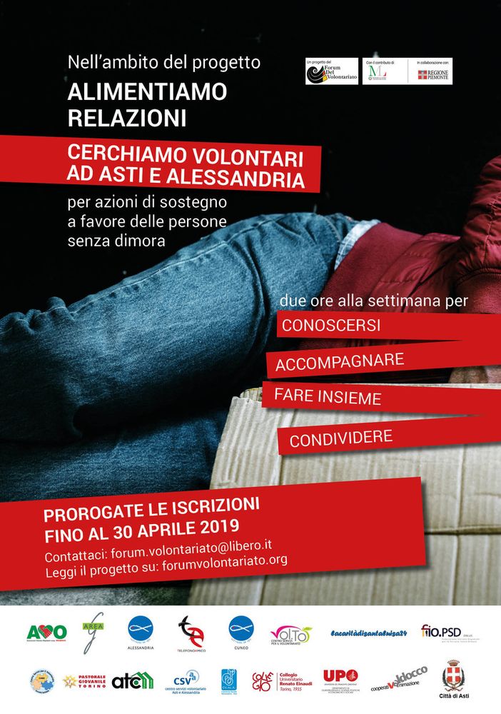 Anche ad Asti si cercano volontari per il progetto “Alimentiamo relazioni”